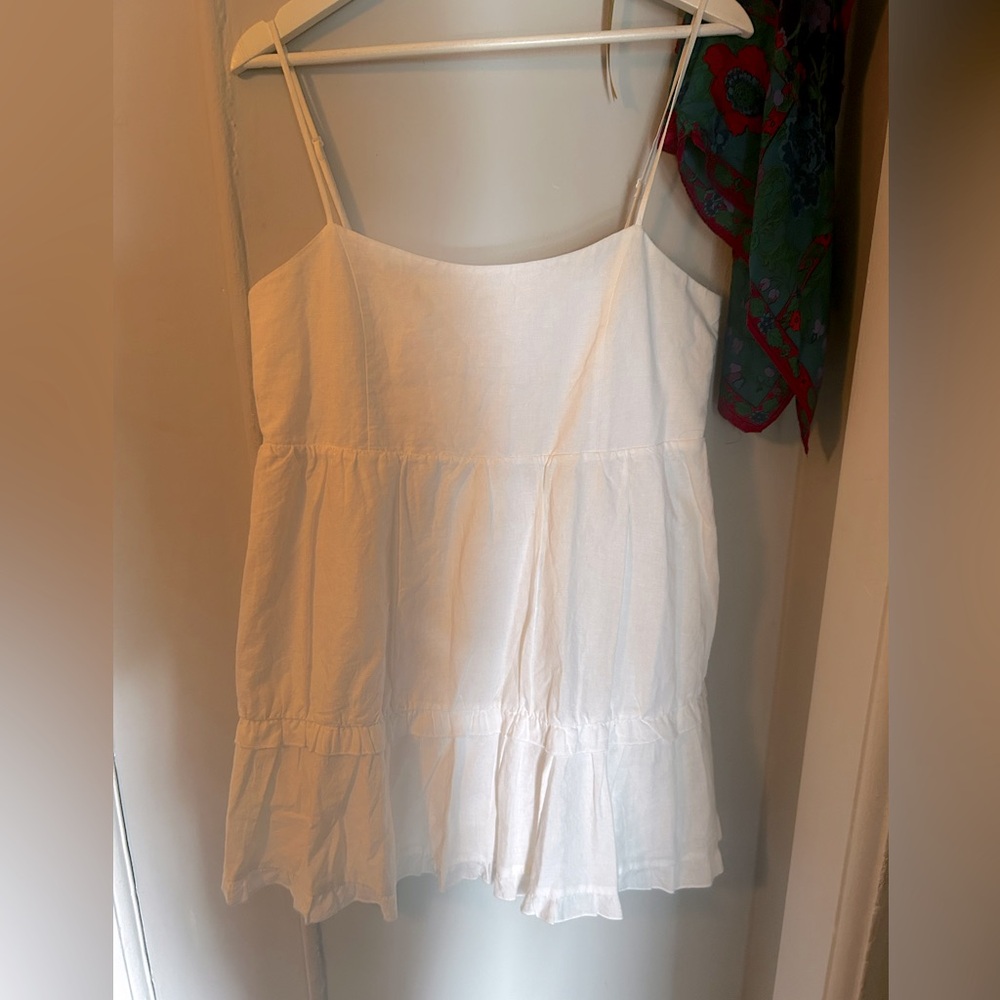 Sunday best white linen baby doll sundress